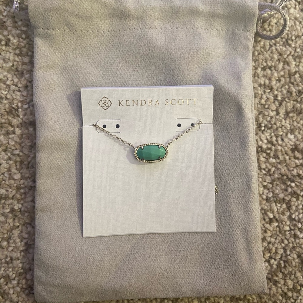 Kendra Scott Elisa Gold chain and Green stone.